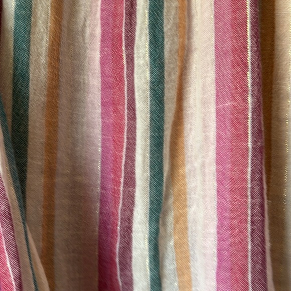 Kaari Blue Striped Blouse Pink,Green,andCream size L see the measurements ! - Picture 2 of 4